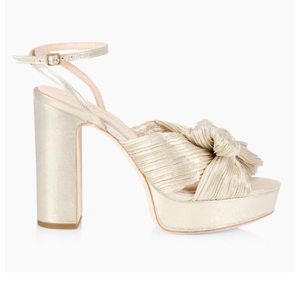 Loeffler Randall Natalia Pleated Knot Ankle-Strap Platform Sandals Sz 8